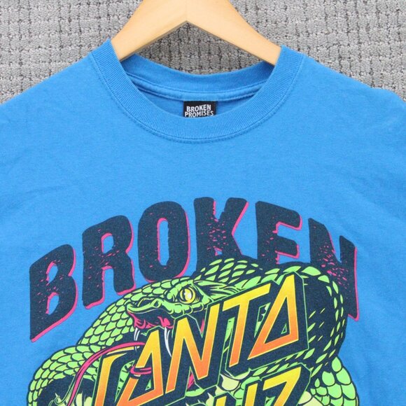 Broken Promises x Santa Cruz Shirt Mens Medium M Blue Short Sleeve Big Graphic - Picture 5 of 9